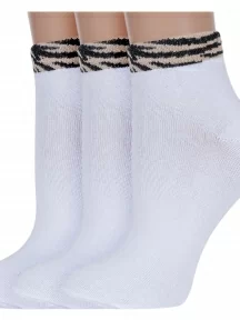 Комплект из 3 пар женских носков Альтаир, 3-А210, БЕЛЫЕ, рис. Зебра