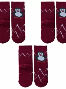 Комплект из 3 пар детских махровых носков Альтаир, 3-С129, БОРДОВЫЕ