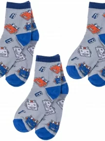 Комплект из 3 пар детских носков Akos, 3-CK41800, рис. 054, СВЕТЛО-СЕРЫЕ