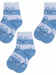 Комплект из 3 пар детских носков RuSocks (Орудьевский трикотаж), 3-Д3-13792М, рис. 03, БЕЛО-ГОЛУБЫЕ