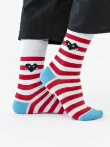Носки unisex St. Friday Socks, tel-1069-02, "Дела сердечные, полоски поперечные"