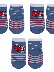 Комплект из 3 пар детских махровых носков Красная ветка, 3-С-16МД, М-650, ДЖИНС
