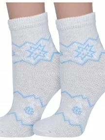 Комплект из 2 пар детских теплых носков НАШЕ Смоленской чулочной фабрики, 2-236С1, рис. 1, БЕЛЫЕ №60-1