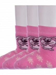 Комплект из 3 пар детских махровых носков Брестские (БЧК), 3-14С3060, рис. 166, РОЗОВЫЕ
