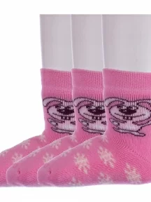 Комплект из 3 пар детских махровых носков Брестские (БЧК), 3-14С3060, рис. 166, РОЗОВЫЕ