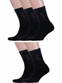 Комплект из 5 пар мужских носков Альтаир, 5-С45, ЧЕРНЫЕ с шоколадным