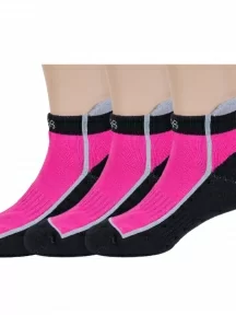 Комплект из 3 пар детских носков с махровым следом ХОХ, 3-SPD-12, ЧЕРНО-МАЛИНОВЫЕ