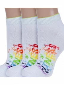 Комплект из 3 пар женских носков Гамма, 3-С1605, БЕЛО-САЛАТОВЫЕ
