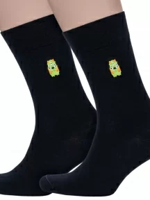 Комплект из 2 пар мужских носков DiWaRi, 2-20С-36СП, рис. 516, ЧЕРНЫЕ