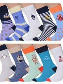 Набор из 10 пар мужских носков MSCLUB №М28, ВИ10-НМ28, микс "МОРЕ 1"