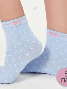 Комплект из 5 пар детских носков LORENZLine ГОЛУБЫЕ в горох (5-Л105)