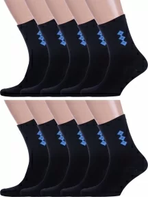Комплект из 10 пар мужских носков Альтаир, 10-С45, ЧЕРНЫЕ с васильковым