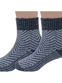 Комплект из 2 пар детских полушерстяных носков RuSocks (Орудьевский трикотаж) ТЕМНО-СЕРЫЕ с белым, рис. 0 (2-Д-382)
