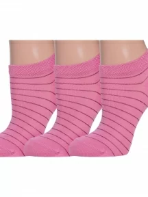 Комплект из 3 пар женских носков Grinston socks (PINGONS) из микромодала, 3-15D34, РОЗОВЫЕ