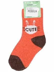 Детские теплые махровые носки Hobby Line, Ндад7618-01, КИРПИЧНЫЕ
