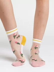 Женские ажурные носки Oemen, 1807, БЕЖЕВЫЕ