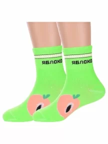 Комплект из 2 пар детских спортивных носков Hobby Line, 2-Ндх3592-03, САЛАТОВЫЕ