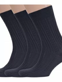 Комплект из 3 пар мужских носков RuSocks (Орудьевский трикотаж) из 100% хлопка, 3-М3-11001, рис. 02, ТЕМНО-СЕРЫЕ