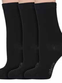 Комплект из 3 пар женских бамбуковых носков Grinston socks (PINGONS), 3-17D2, ЧЕРНЫЕ
