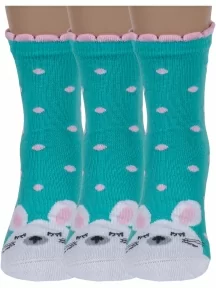 Комплект из 3 пар детских носков RuSocks (Орудьевский трикотаж), 3-ДТ-95/1, рис. 07, БИРЮЗОВЫЕ