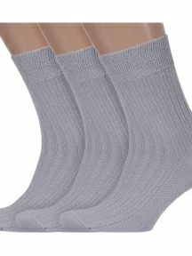 Комплект из 3 пар мужских носков Брестские (БЧК) из 100% хлопка, 3-14С2220, рис. 055, СВЕТЛО-СЕРЫЕ