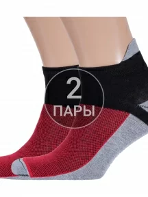Комплект из 2 пар спортивных носков Альтаир, 2-А216, СЕРО-КРАСНЫЕ
