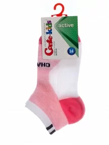 Детские спортивные носки Conte kids, 7С-97СП, рис. 310, БЕЛЫЕ СО СВЕТЛО-РОЗОВЫМ