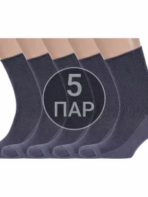 Комплект из 5 пар носков с анатомической резинкой Альтаир СЕРЫЕ (5-С198)
