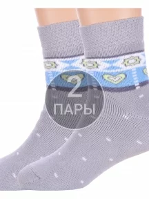 Комплект из 2 пар детских махровых носков Брестские (БЧК) рис. 823, СВЕТЛО-СЕРЫЕ (2-14С3060)