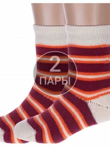 Комплект из 2 пар детских махровых носков Альтаир, 2-С114, БОРДОВО-КРЕМОВЫЕ