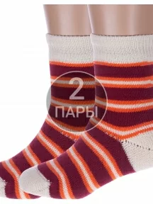 Комплект из 2 пар детских махровых носков Альтаир, 2-С114, БОРДОВО-КРЕМОВЫЕ