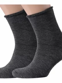 Комплект из 2 пар мужских махровых носков без резинки ХОХ, 2-XZ-1462, СЕРЫЕ