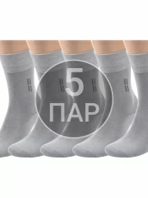 Комплект из 5 пар мужских бамбуковых носков ХОХ, 5-X-1111, СЕРЫЕ