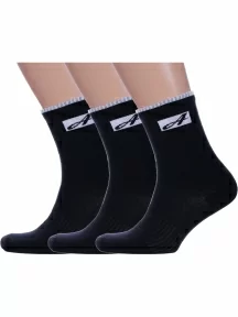 Комплект из 3 пар мужских спортивных носков Альтаир, 3-С199, ЧЕРНЫЕ