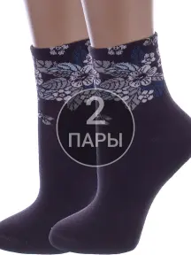 Комплект из 2 пар женских махровых носков RuSocks (Орудьевский трикотаж) ТЕМНО-СЕРЫЕ (2-Ж-2337)