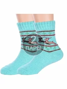 Комплект из 2 пар детских теплых махровых носков Hobby Line, 2-Ндад7639-6, БИРЮЗОВЫЕ