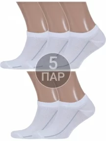 Комплект из 5 пар ультракоротких спортивных мужских носков Брестские (БЧК) рис. 006, БЕЛЫЕ (5-14С2312)