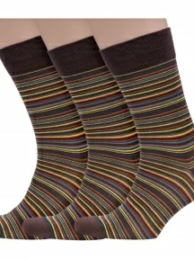 Комплект из 3 пар мужских носков Sergio Di Calze (PINGONS) из мерсеризованного хлопка, 3-16SC3, КОРИЧНЕВЫЕ