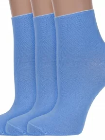 Комплект из 3 пар женских носков без резинки ХОХ, 3-G-1406, ГОЛУБЫЕ