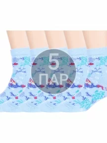 Комплект из 5 пар детских махровых носков LORENZline, 5-Л92, ГОЛУБЫЕ