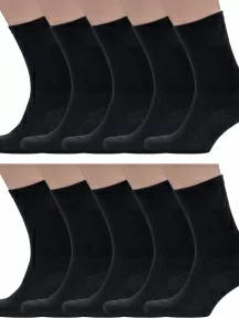 Комплект из 10 пар мужских медицинских носков Dr. Feet (PINGONS) с серебром, 10-15DF5, ЧЕРНЫЕ