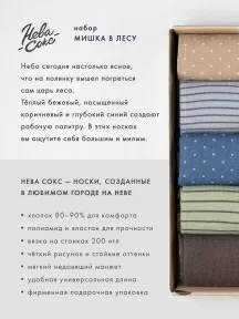 Набор из 5 пар мужских носков "Нева-Сокс" "Медведь в лесу" (НС-5-НМ50)
