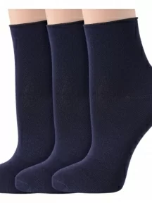 Комплект из 3 пар женских бамбуковых носков без резинки ХОХ, 3-G-1423, ТЕМНО-СИНИЕ