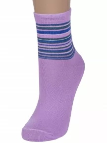 Женские носки Альтаир, С46, СИРЕНЕВЫЕ с сине-зелеными полосками
