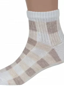 Подростковые носки LORENZline, П35, КРЕМОВЫЕ в клетку