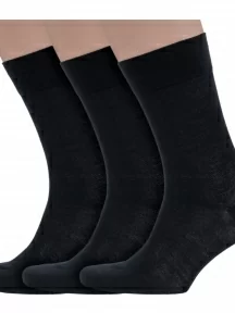 Комплект из 3 пар мужских носков Grinston socks (PINGONS) из 100% микромодала, 3-15D7, ЧЕРНЫЕ