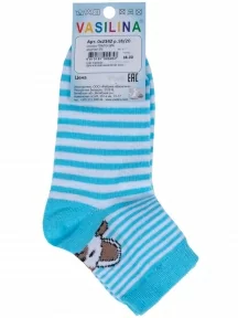Детские носки VASILINA, 0С2342, БИРЮЗОВО-БЕЛЫЕ