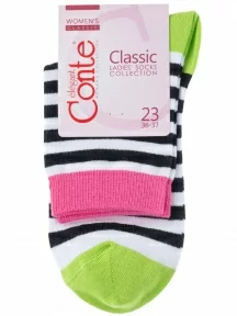 Женские носки Conte, 7С-22СП, рис. 087, БЕЛО-ЧЕРНЫЕ