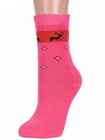 Женские махровые носки Hobby Line, Нжм8833-2, ЯРКО-РОЗОВЫЕ