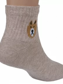 Подростковые носки LORENZline, П35, СВЕТЛО-КОРИЧНЕВЫЕ с мишкой